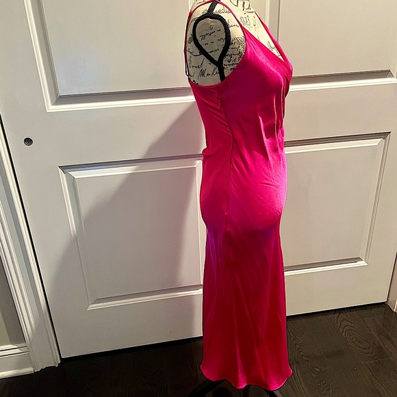 Zara Draped Camisole Midi Slip Dress in Barbie Hot Pink - Picture 14 of 16